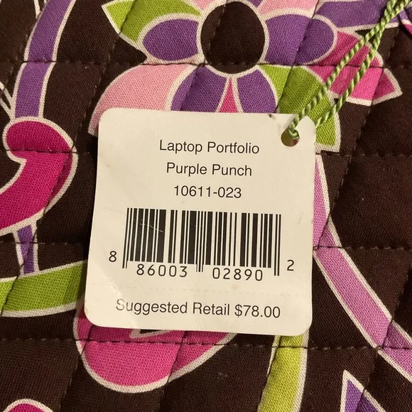 NWT Vera Bradley Vintage Laptop Portfolio Purple Punch Floral Bag Crossbody Y2K - Picture 4 of 9
